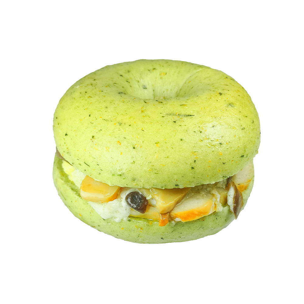 Bagel cu ciuperci cu pui cu spanac